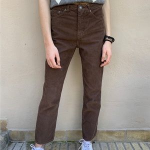 Subdued High Rise Straight Corduroy Boyfriend Pants